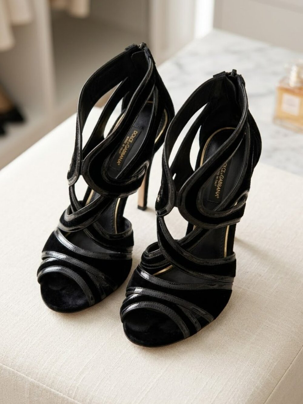 Dolce & Gabbana Black Strappy High-Heel Sandals